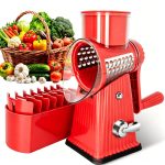 Rotary cheese grater with handle, 5 carefully designed blades, strong suction cup base, kitchen gadget, vegetable slicer, dicer, fruit and vegetable slicer, small kitchen tool. - Image 3