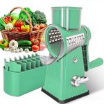 Rotary cheese grater with handle, 5 carefully designed blades, strong suction cup base, kitchen gadget, vegetable slicer, dicer, fruit and vegetable slicer, small kitchen tool. - Image 4