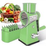 Rotary cheese grater with handle, 5 carefully designed blades, strong suction cup base, kitchen gadget, vegetable slicer, dicer, fruit and vegetable slicer, small kitchen tool. - Image 5